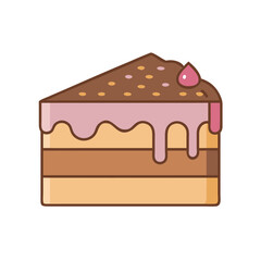 Delicious chocolate cake slice with pink frosting and sprinkles dessert food bakery treat sweet