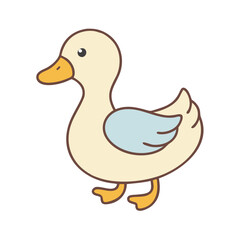 Cartoon duck illustration vector drawing cute duckling clip art waterfowl design for kids and baby