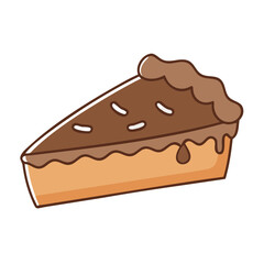 Delicious chocolate pie slice dessert vector illustration for bakery and confectionery shops