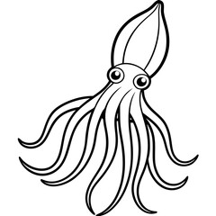 Elegant Squid Outline Illustration
