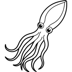 Elegant Squid Outline Illustration