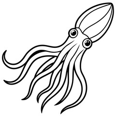 Elegant Squid Outline Illustration