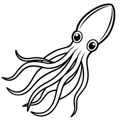 Elegant Squid Outline Illustration