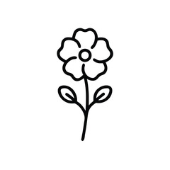 Minimalist Floral Line Art Illustration Of A Flower With Two Leaves