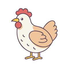Cute cartoon chicken vector illustration farm animal poultry bird hen fowl chick drawing design graphic