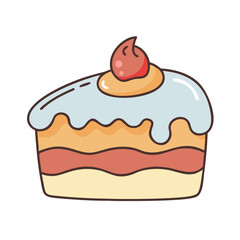 Delicious cake slice vector illustration with frosting dessert bakery sweet food icon design