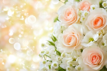 Fototapeta premium Close up of beautiful roses and other flowers together