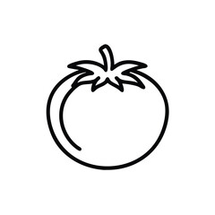 Minimalistic Tomato Vector Icon Illustration Black Outline On White Background