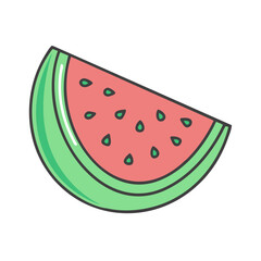Isolated watermelon slice vector illustration, summer fruit, healthy food, fresh juicy watermelon, icon