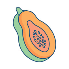 Illustration of a sliced papaya fruit with seeds tropical fruit healthy food vector art design