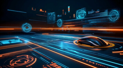 Futuristic Technology Interface with Sleek Mouse on an Abstract Digital Circuit