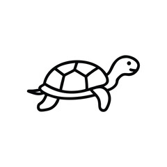 Outline Illustration Of A Turtle Swimming With A Smiling Expression On White