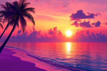 Exotic Beachfront Hotel: Luxurious Evening Sunset Over Infinity Pool Amidst Tropical Paradise