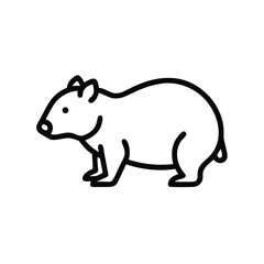 Cute Wombat Outline Illustration Australian Animal Icon Simple Line Art Style