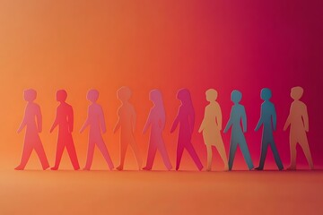 Gradient Paper People Walking Together