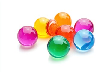 Fototapeta premium Colorful translucent spheres cluster on white