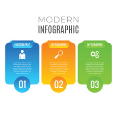 Chart list infographic 3 step business growth template design