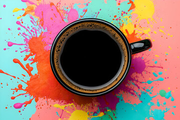 Vibrant Coffee Splash: A Cup of Joe in a Colorful World