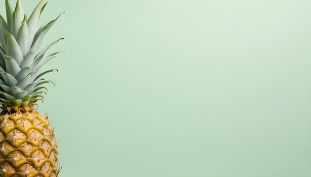 Pastel green cocktail background with pineapple slice — minimal horizontal layout with space for tropical text or branding