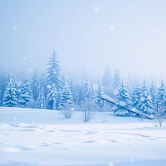 Fototapeta premium Blinding snow obscures a winter landscape, creating a chaotic whiteout, visual, snow, blizzard