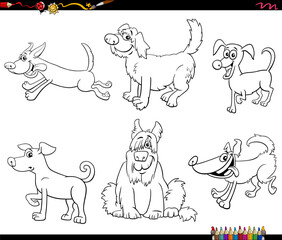 funny cartoon dogs animal characters collection coloring page
