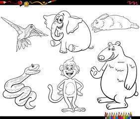 funny cartoon animal characters collection coloring page