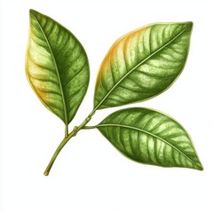 Obraz premium Detailed Closeup of Bitter Orange Leaves: Aromatic Foliage for Essential Oil and Organic Herbal Use