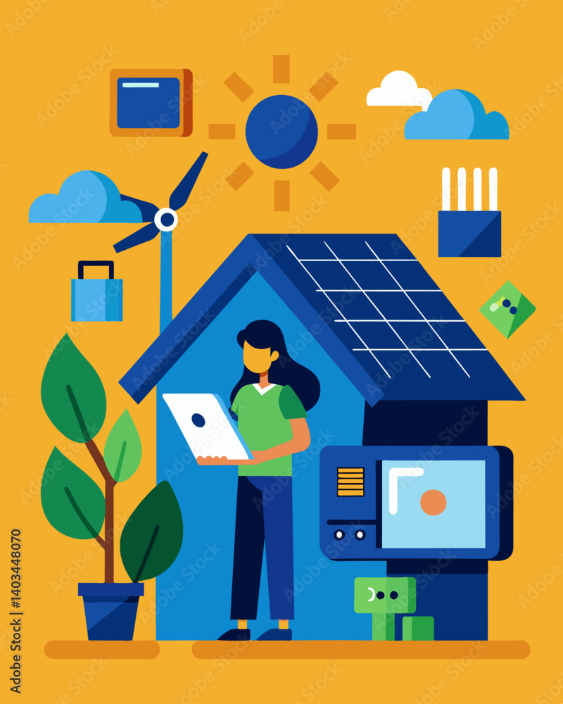 Poster master the art of maintaining solar panels through interactive workshops.. vector illustration