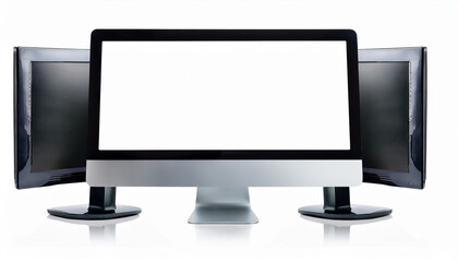 Fototapeta premium computer monitor with blank screens isolated on white collage