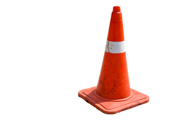 Single Orange and White Striped Traffic Cone for Road Safety.