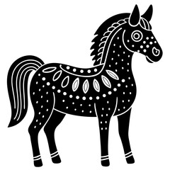 a cheerful cartoon horse using vibrant shades focusing on a balance of simplicity and charm in the design