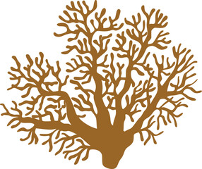 Sea Coral Silhouette Illustration.