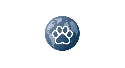 A hidden symbol a paw inside a globe map, scalable for branding