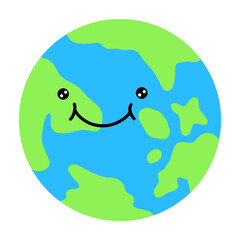 Happy earth - flat vector illustration