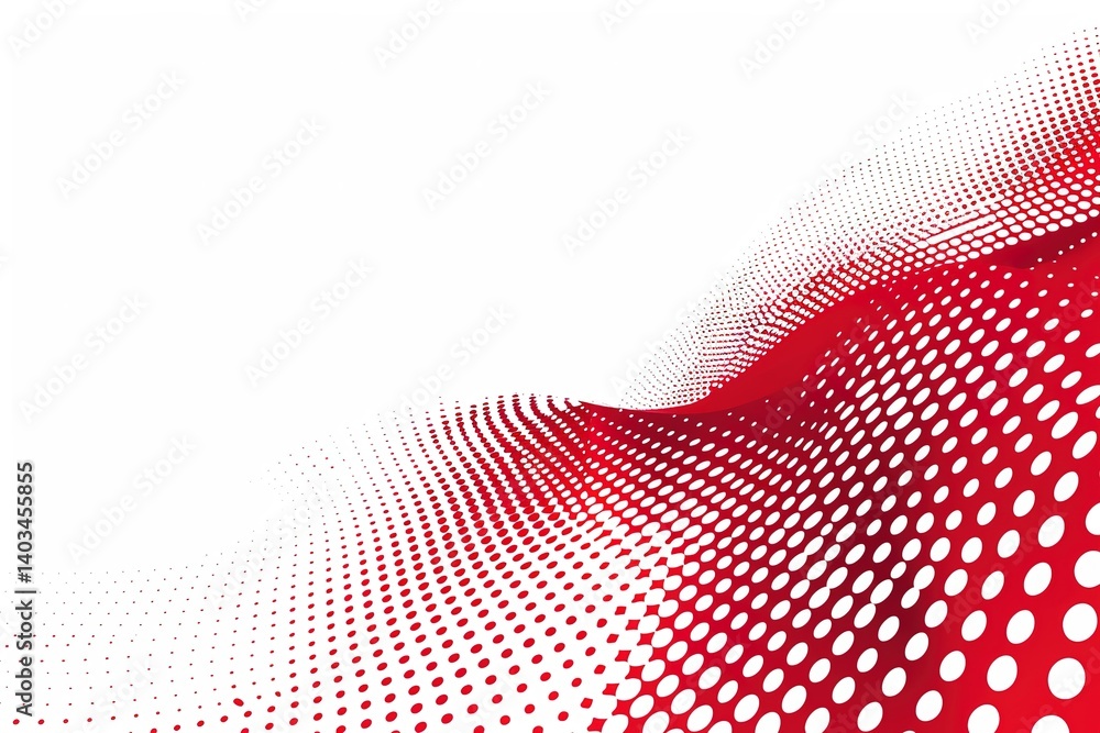 Poster red halftone pattern with a wave design on a white background graphic abstract