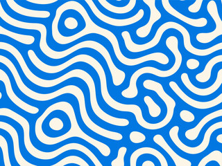 Abstract Organic Blue and Cream Seamless Pattern - Modern Flat Design.