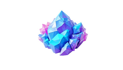 Low Poly Crystal Rock &ndash; 3D Low Poly Game Asset	Stylized 3D render of a low poly crystal rock in low poly design. Perfect for mobile games, fantasy mining zones, or RPG environments. Isolated on white