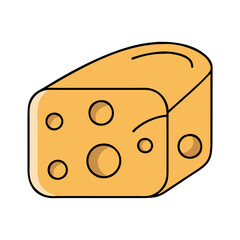 Cartoon cheese block illustration vector graphic swiss cheddar emmental gouda tasty food icon