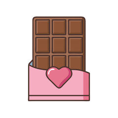 Delicious chocolate bar with heart wrapper valentine's day gift sweet treat chocolate love present