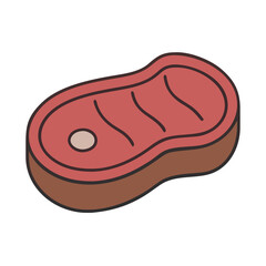 Isolated cartoon beef steak grilled meat drawing illustration food barbecue delicious protein diet