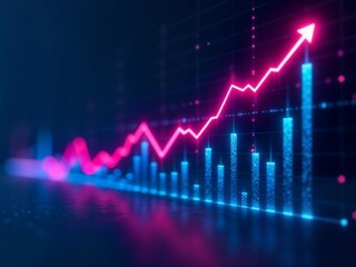 Fototapeta premium Futuristic Business Growth Chart with Light Effects Ai-Generated