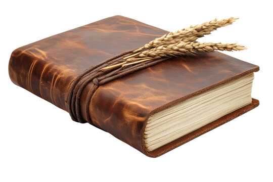 Rustic leather journal with wheat vintage charm thick pages aged brown tones handcrafted detail - Powered by Adobe