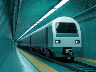 Naklejka premium A futuristic underground cargo transport system reducing surface congestion while promoting sustainability