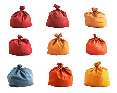 Collection set of bean bags isolated on white backgrond
