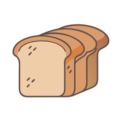 Illustration of sliced bread loaf for baking homemade bread recipe and toast breakfast food