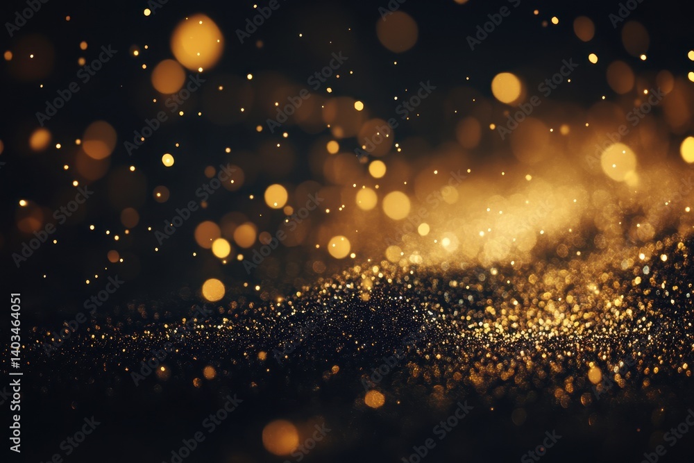 Wall mural abstract background of golden bokeh and sparkling glitter elements
