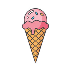 Delicious pink ice cream cone with sprinkles vector illustration sweet summer treat design element