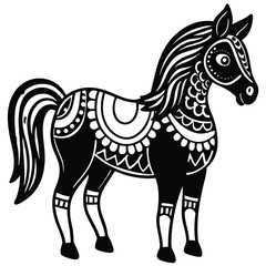 a cheerful cartoon horse using vibrant shades focusing on a balance of simplicity and charm in the design