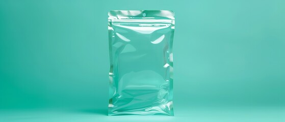 A clear zip-lockable plastic bag that may be locked and rests up over a pale green setting storage notion lovely hue and space, Generative AI.