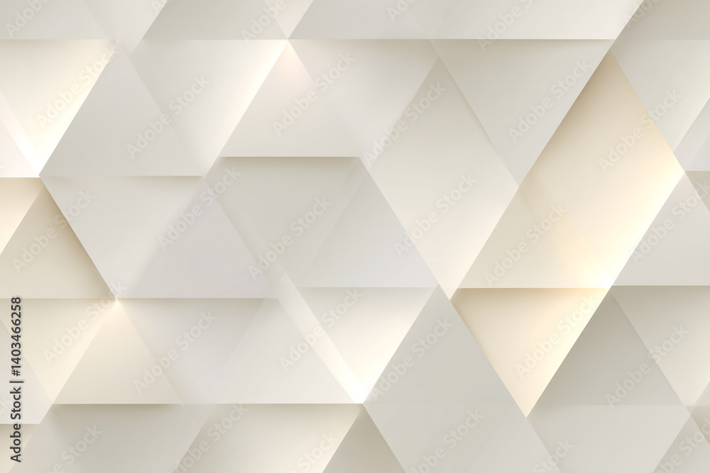 Fototapete Abstract background of off-white and beige triangles, creating a geometric pattern with subtle light and shadow, suggesting depth and texture, ideal for minimalist design
